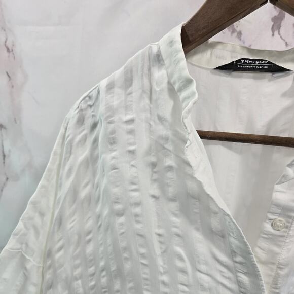 & Other Stories Dress Women 2 XS White Shift Seersucker Striped Button Stockholm - Picture 4 of 15